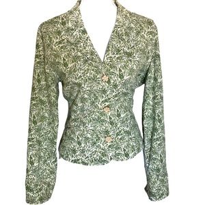 Christopher & Banks | Women Green Leaf print stretch blazer Size M Medium